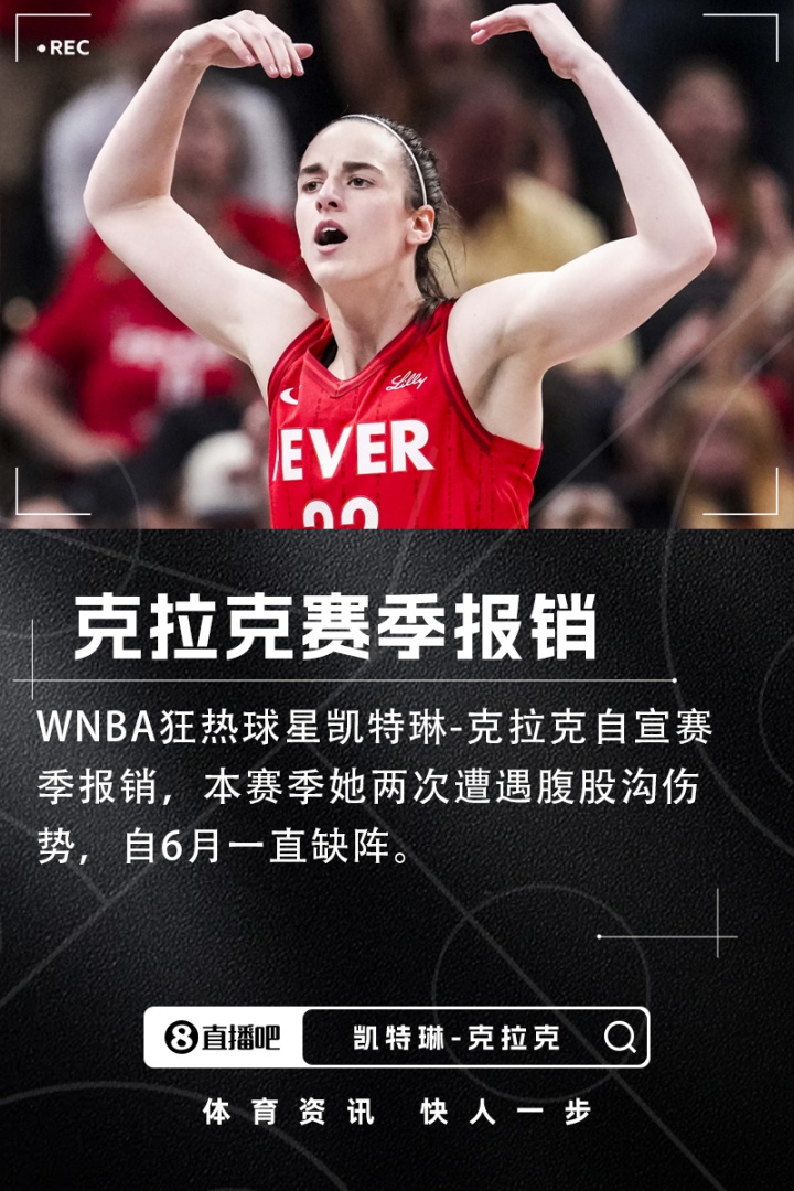 开云官网-WNBA球星凯特琳-克拉克因腹股沟反复受伤 宣布本赛季提前结束